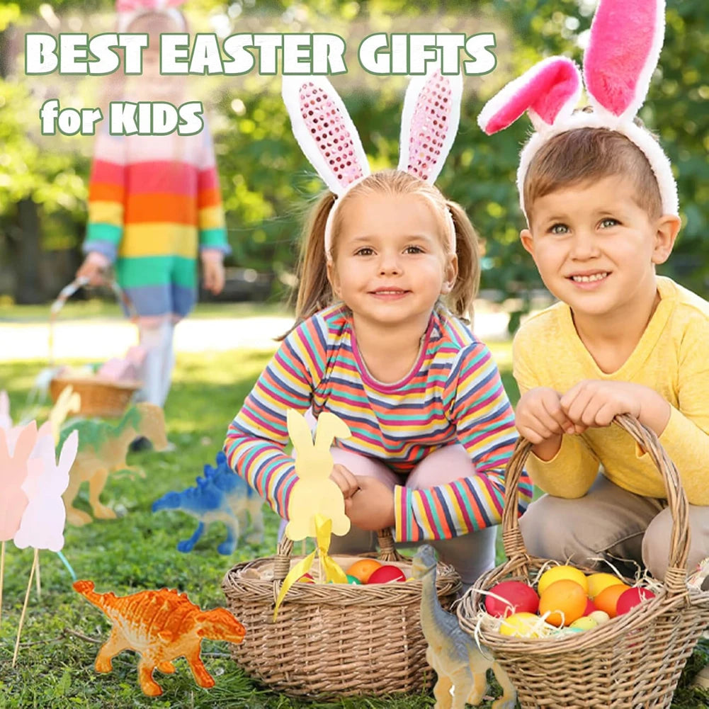 12Pcs Prefilled Easter Eggs with Dinosaur Toys Easter Basket Stuffers Surprise Easter Eggs for Kids Easter Egg Hunt Game