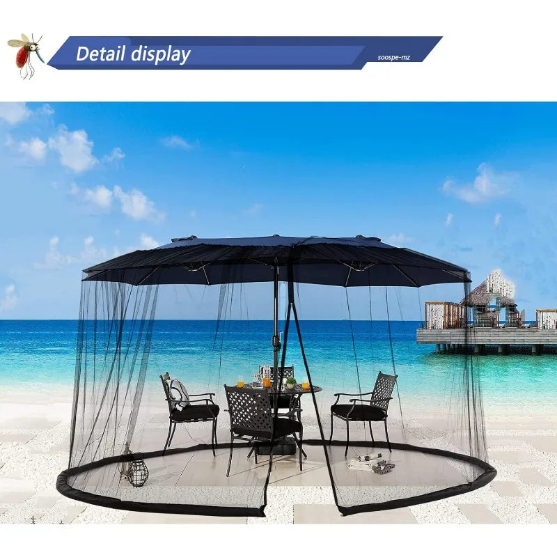 15Ft Mosquito Netting for Patio Double-Sided Umbrella Large Outdoor Screen Mesh with Double Zipper