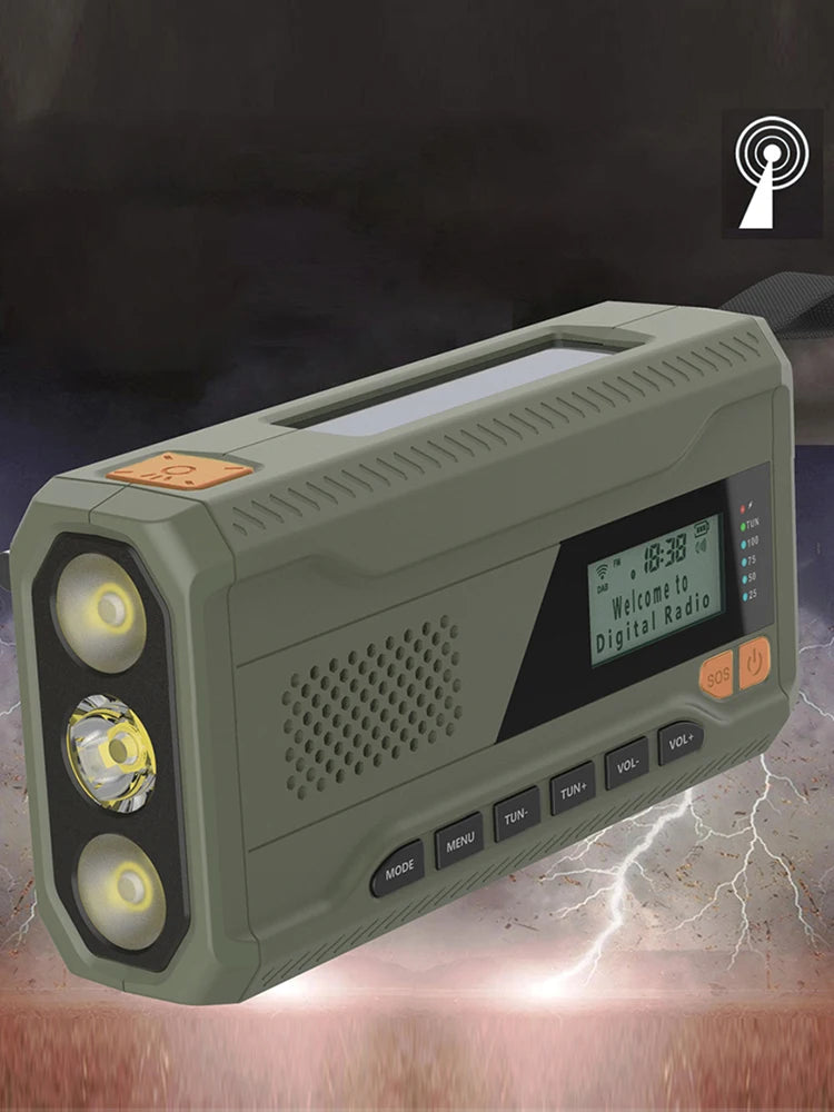 Hand Crank Radio with Flashlight and Bluetooth Speaker Emergency Weather Radio Rechargeable for Camping and Storm Survival