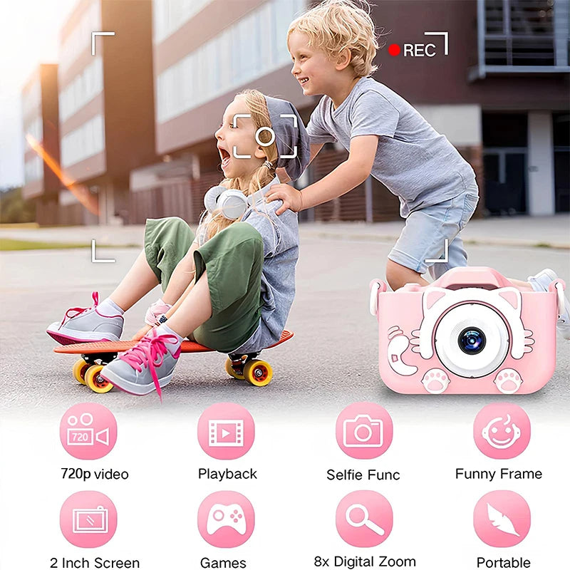 Kids Mini Digital Camera Toys with Soft Silicone Cover 32GB SD Card for Boys and Girls Christmas Gift
