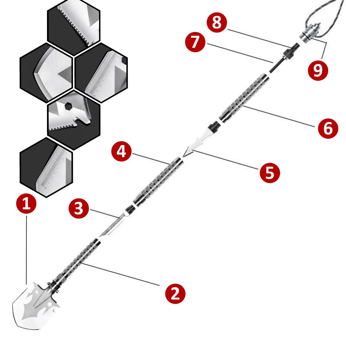 Multi Functional Detachable Foldable Military Electric Shovel Outdoor Survival Equipment Self Defense Tools Camping Accessories