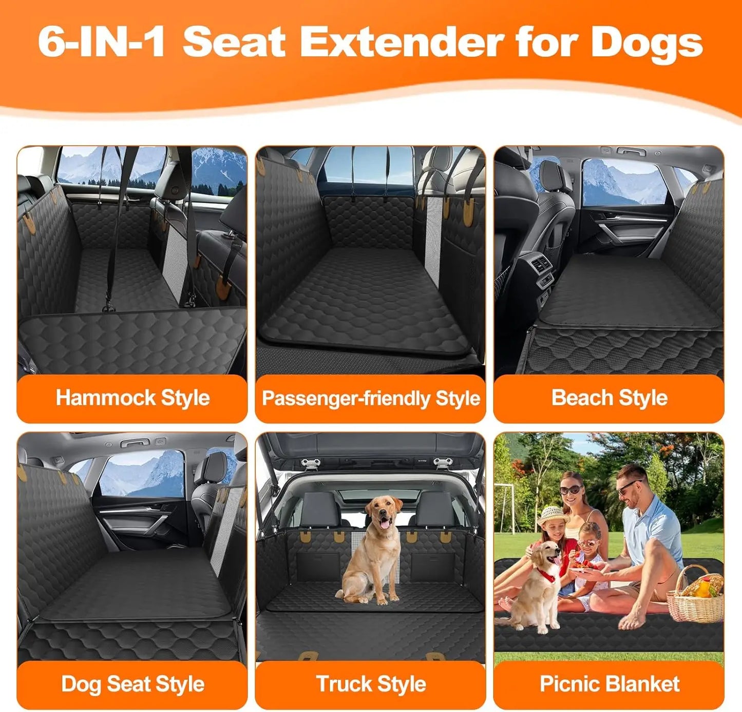 Waterproof Pet Travel Accessories Foldable Dog Car Seat Safety Hammock Trunk Mat Rear Back Seat Protector