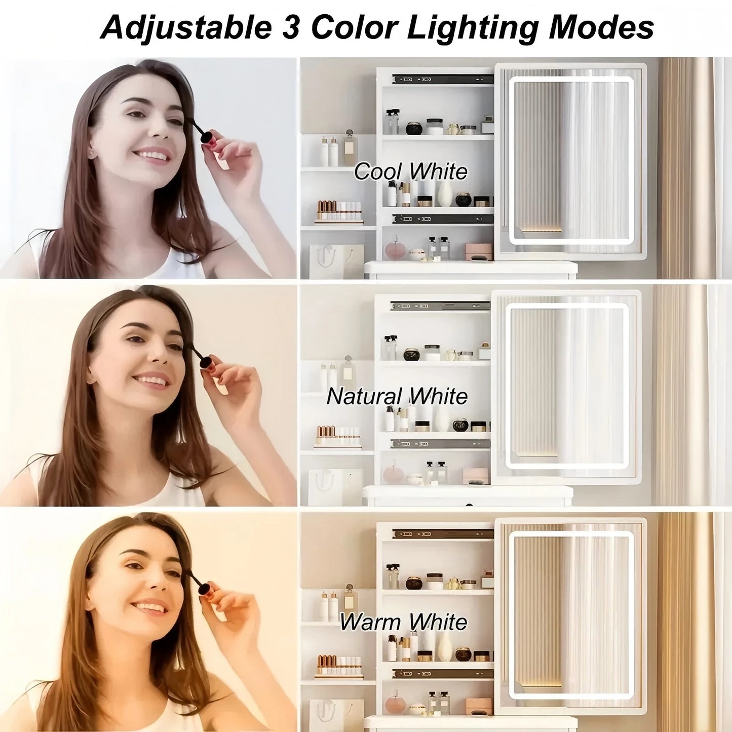 General Use Makeup Dresser With Sliding Mirror And Lights