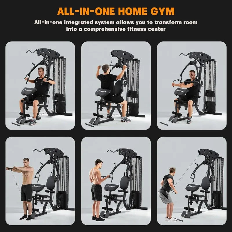 All In One Weight Machine for Home Gym Multifunction Workout Station Equipment with 150LBS Weights Stack
