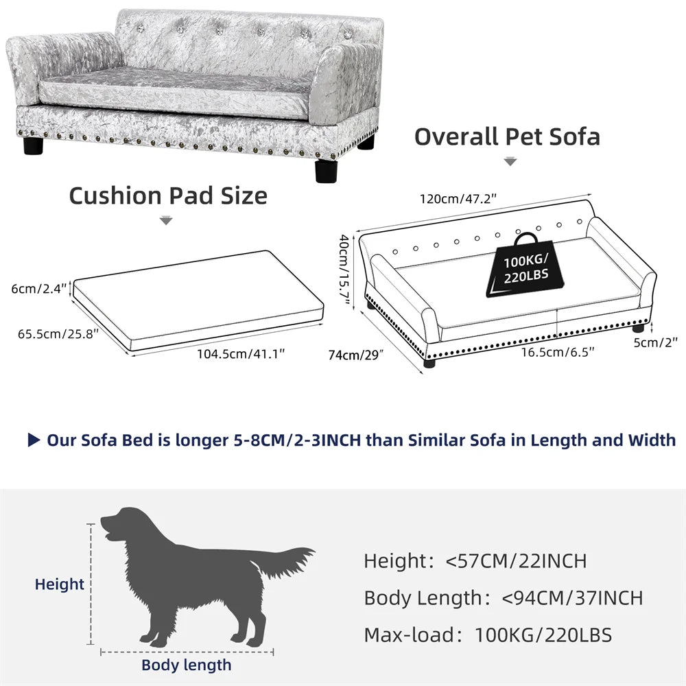 Borwart Heavy Duty Pet Sofa Cushioned Raised Dog Bed