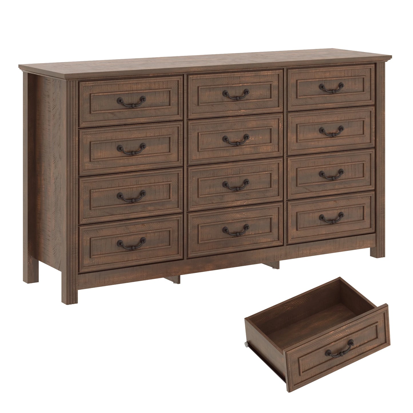 QiaoShiRen Large Dresser With 12 Drawers Bedroom Storage