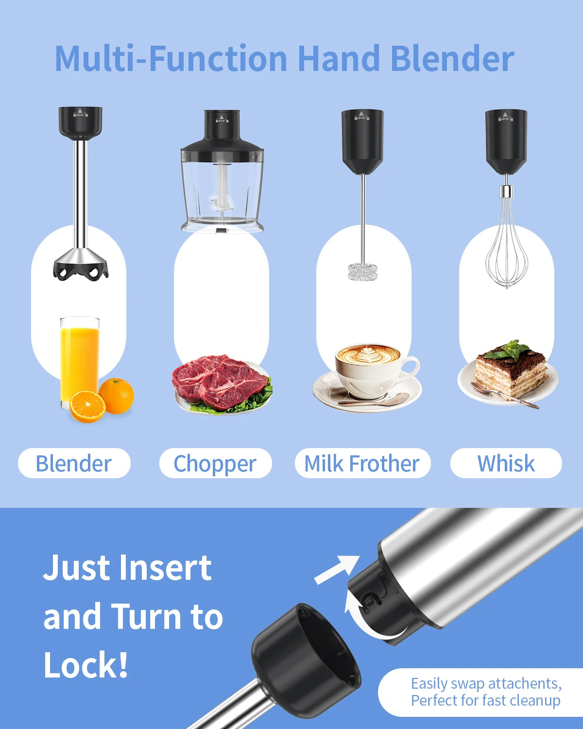 ZHIYU 1000W Immersion Handheld Blender 5 In 1 Kitchen