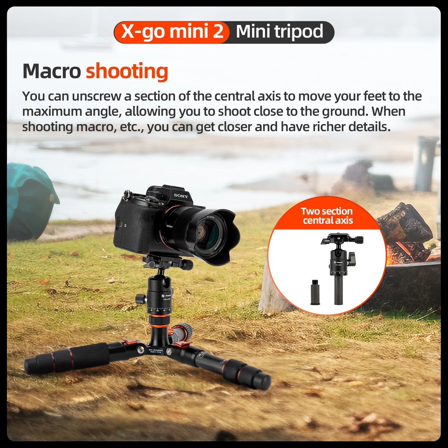 Fotopro Mini Tripod Portable Desktop Carbon Fiber Travel Tripod With Ball Head X-GO MINI 2