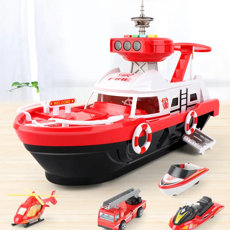 Kids Toys Simulation Track Inertia Boat Diecasts Toy Vehicles Music Story Light Toy Ship Model Car Parking
