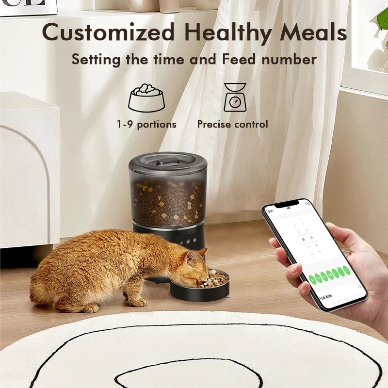 NPET 4L Automatic Smart Pet Feeder for Cats and Dogs with Stainless Steel Bowl Customizable Healthy Food Portions 1 to 9