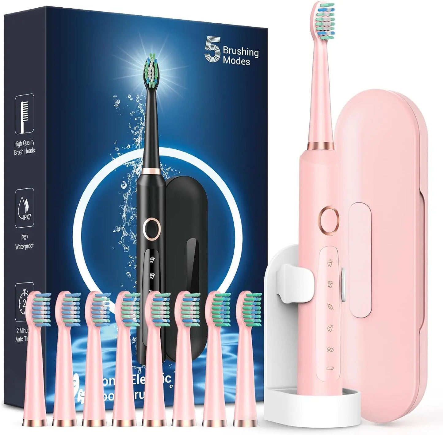 Bristle Sonic Electric Toothbrush For Adults With 5 Modes