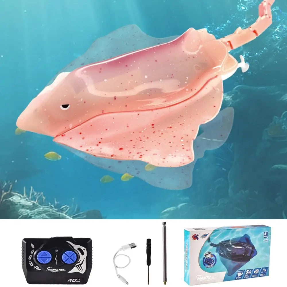 Pool Kids Toys Remote Control Diving Stingray High Simulation Robot Manta Ray Lights Rechargeable Battery
