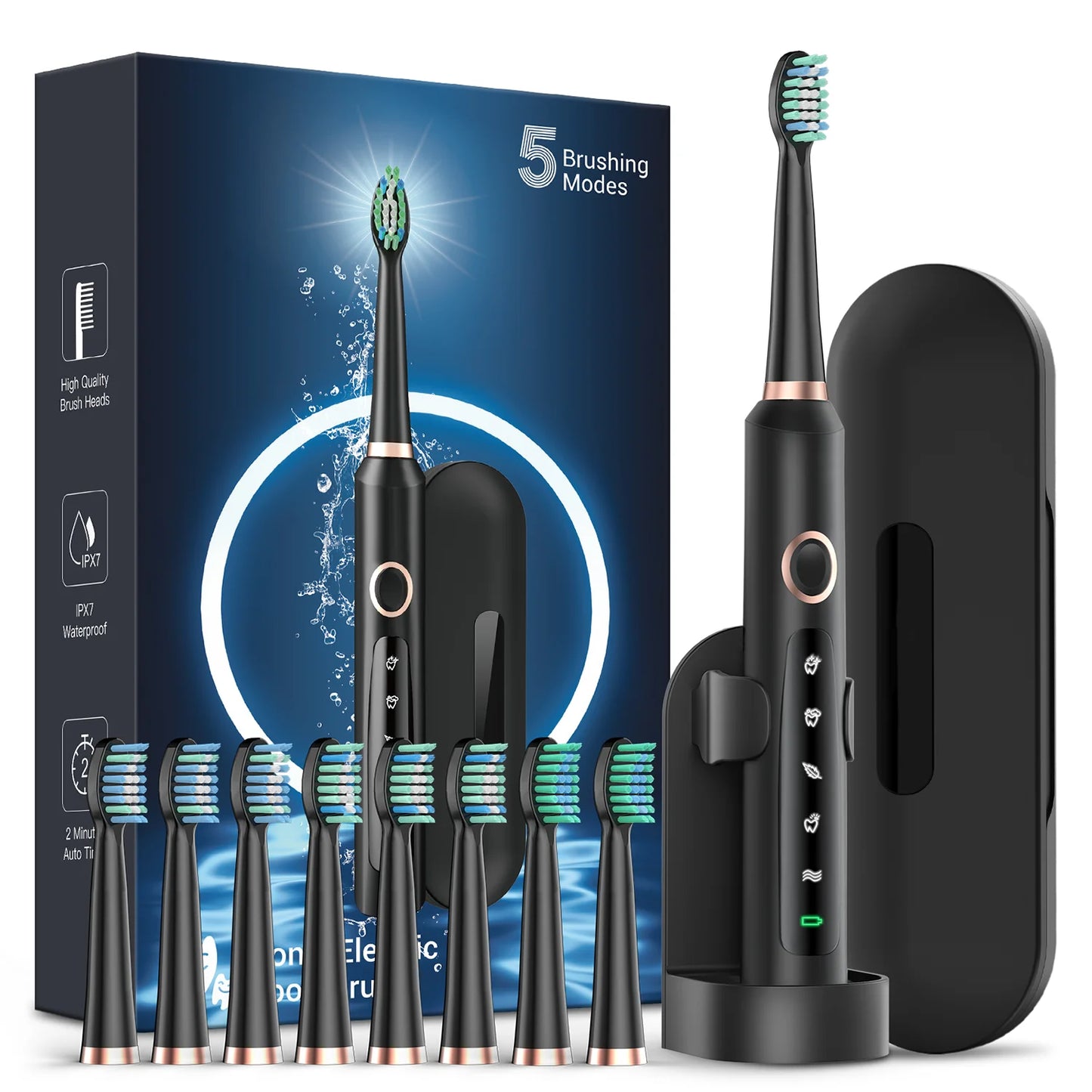 Bristle Sonic Electric Toothbrush For Adults With 5 Modes