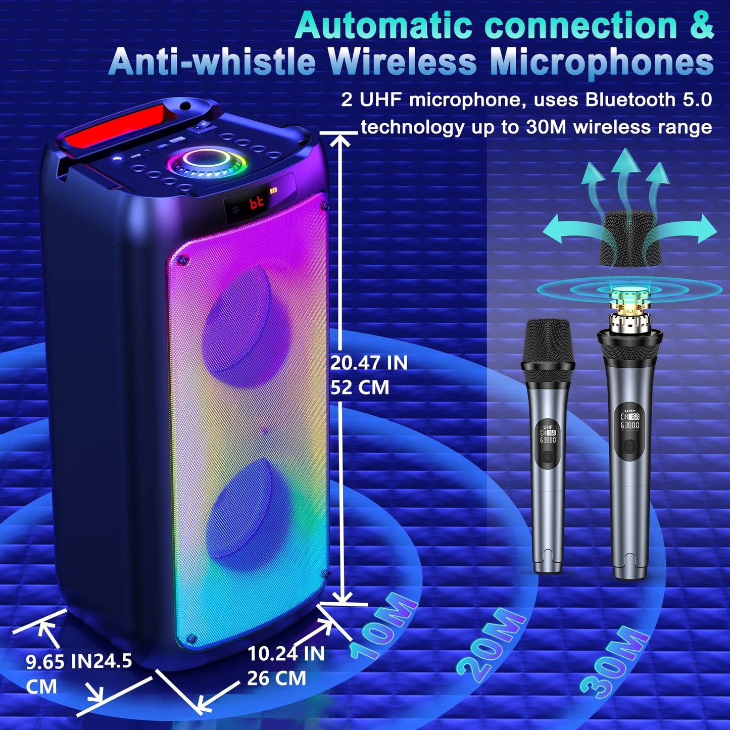 FanFun Wireless Karaoke Speaker With Bluetooth And LED