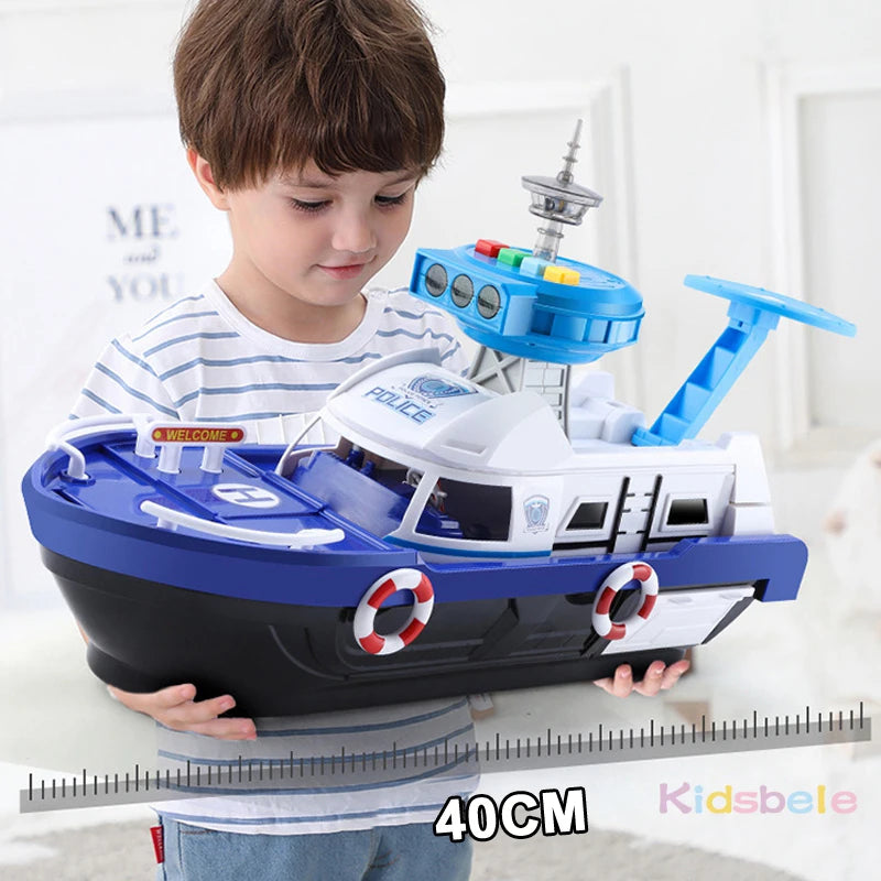 Kids Toys Simulation Track Inertia Boat Diecasts Toy Vehicles Music Story Light Toy Ship Model Car Parking