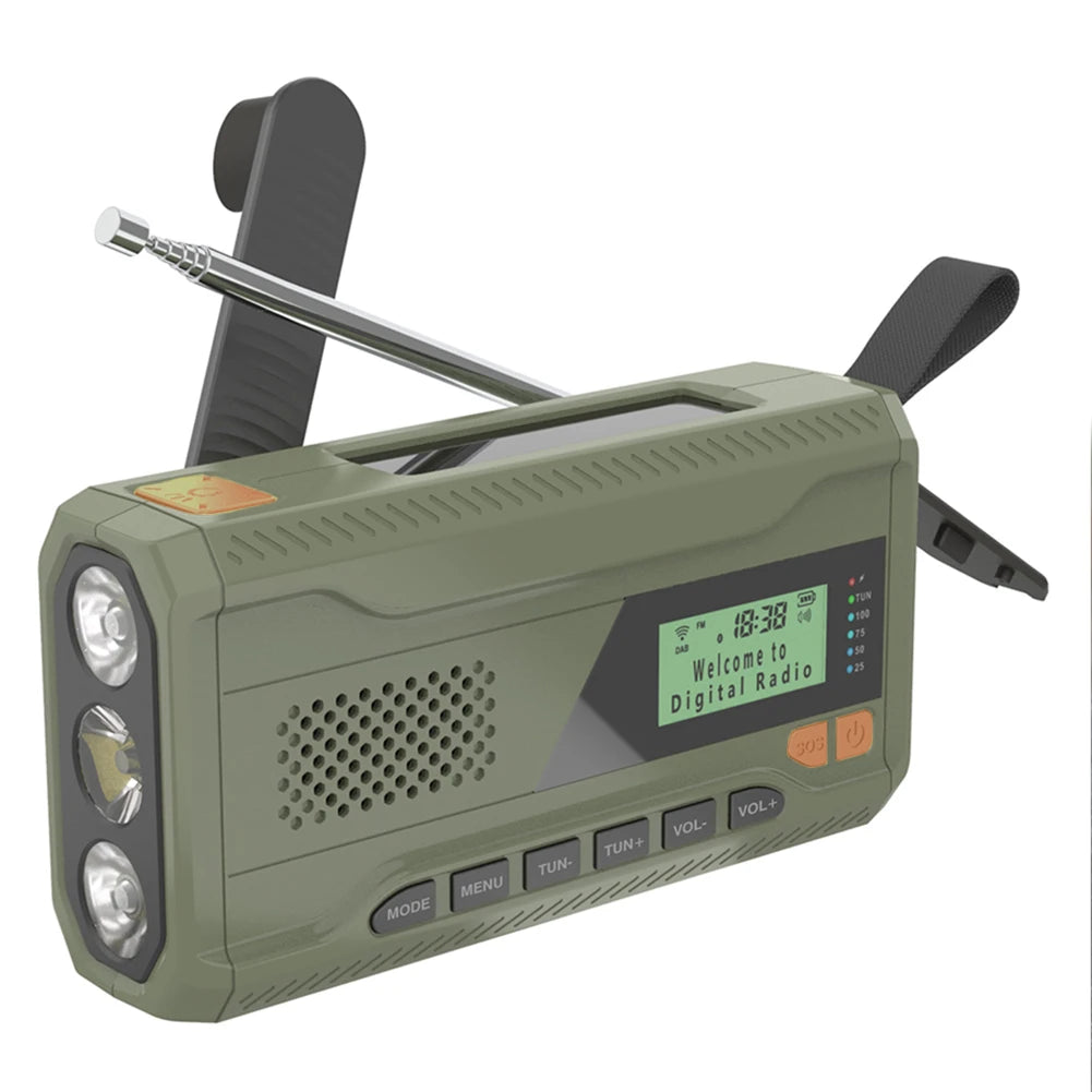 Hand Crank Radio with Flashlight and Bluetooth Speaker Emergency Weather Radio Rechargeable for Camping and Storm Survival