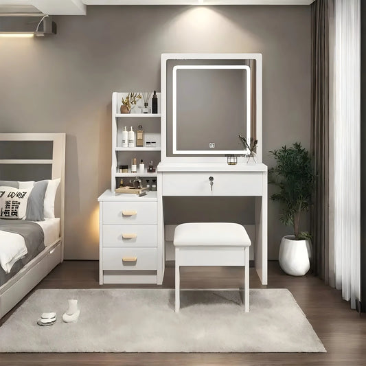 General Use Makeup Dresser With Sliding Mirror And Lights