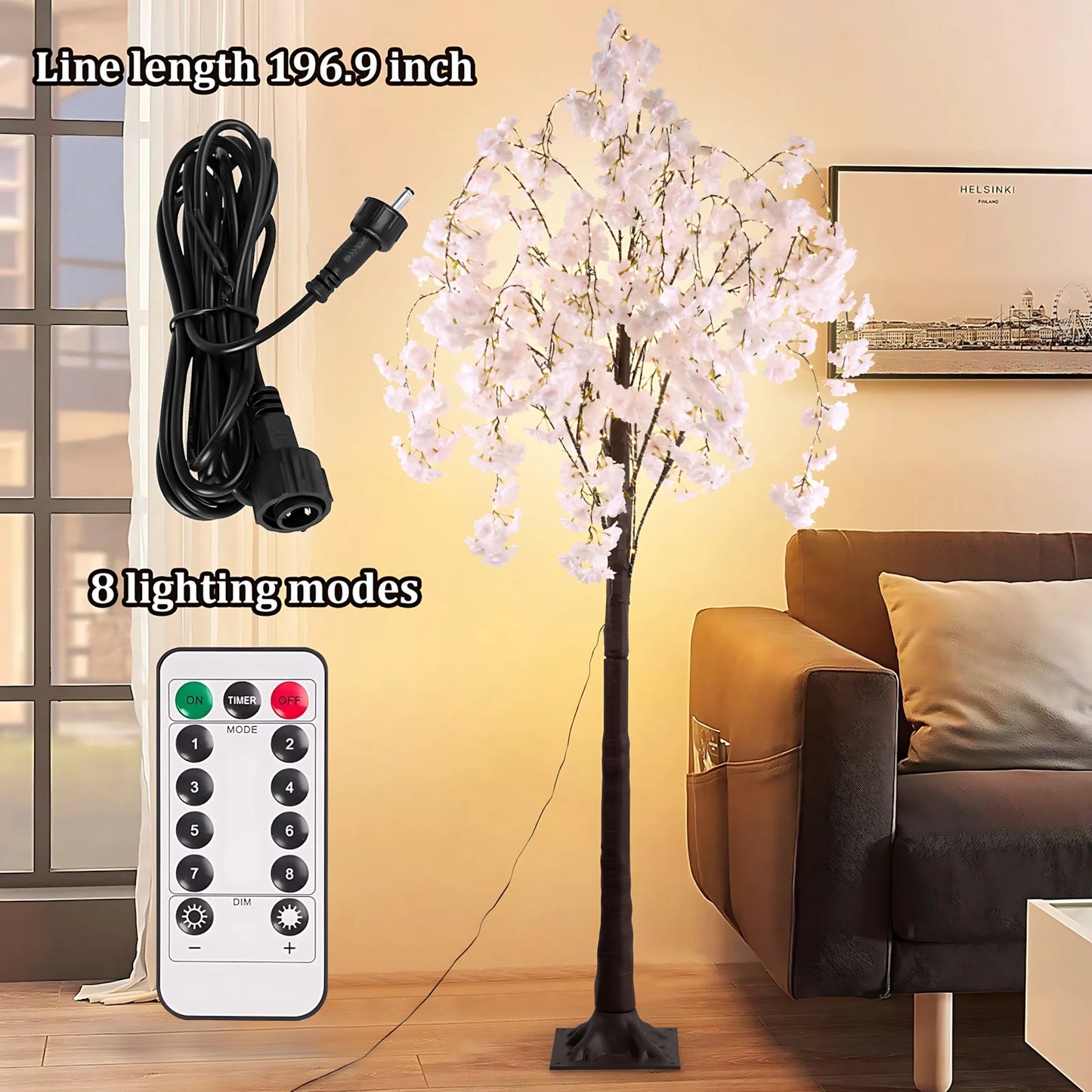Cherry Blossom Tree Light 6ft Lighted Tree Decoration Indoor 450 LED Lights Artificial Warm Light