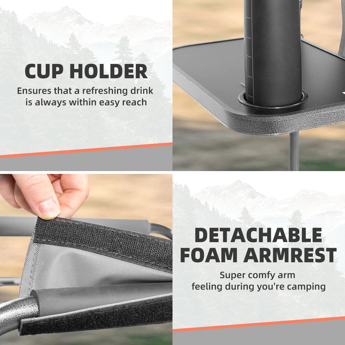 Tisetrail Director Camping Chair with Cooler Bag and Foldable Side Tray Outdoor Lawn Chair Gray and Black