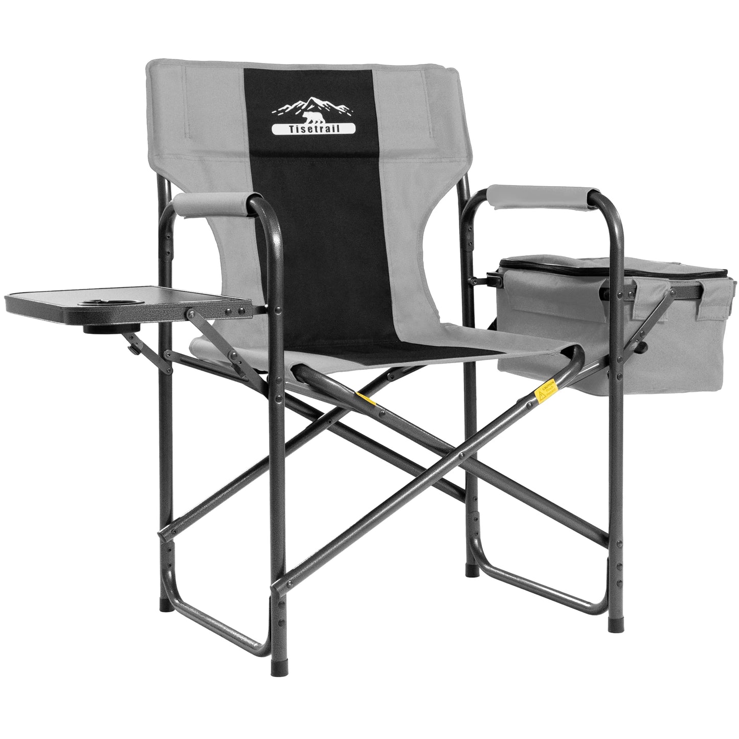 Tisetrail Director Camping Chair with Cooler Bag and Foldable Side Tray Outdoor Lawn Chair Gray and Black