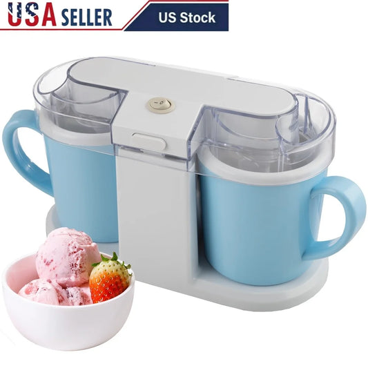 XMSJ Electric Ice Cream Maker Compact Double Bowl Mini