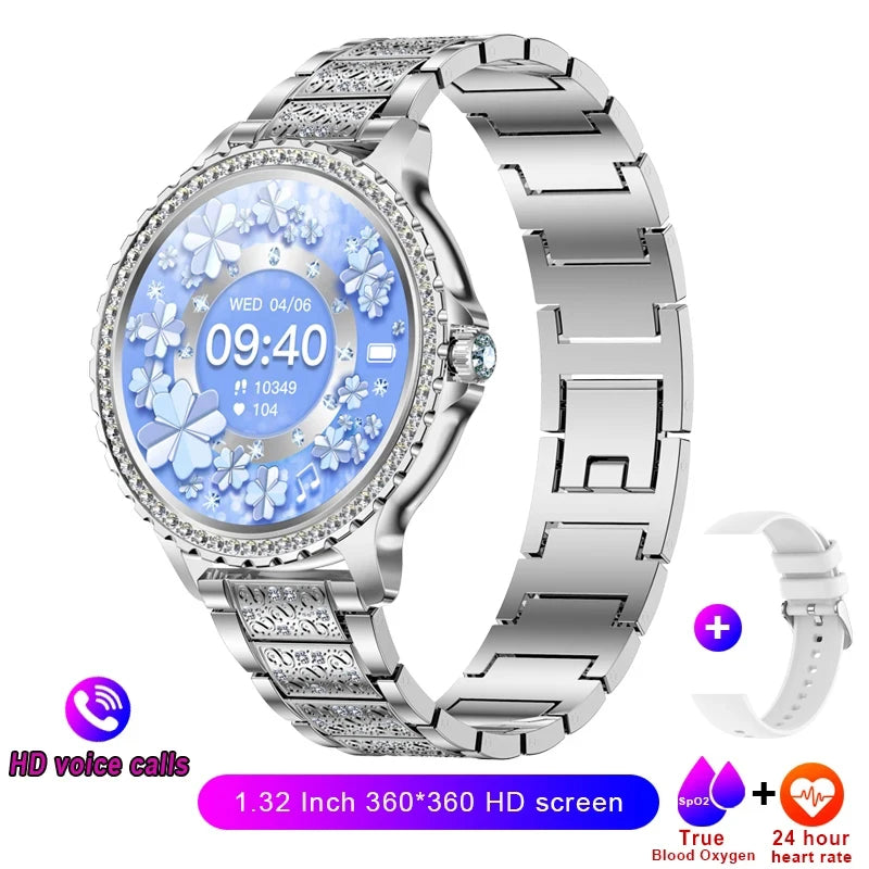 Xiaomi Mijia Women's Smart Watch with True Blood Oxygen Monitoring 1.32 Inch HD Screen Diamond Bracelet Bluetooth Call Smartwatch for Ladies