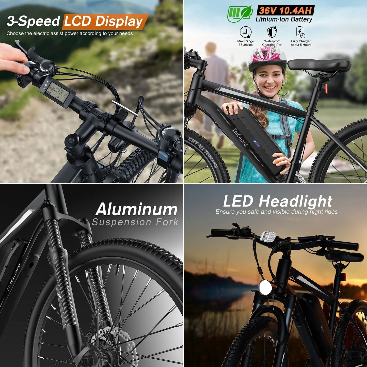 Vivi Mountain Bike 350W Motor 36V Removable Battery