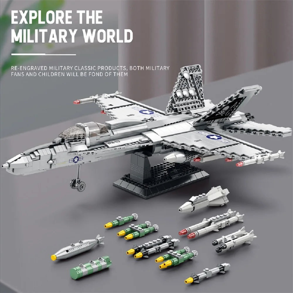 F18 Strike Hornet Fighter Building Blocks Set Jet Kit