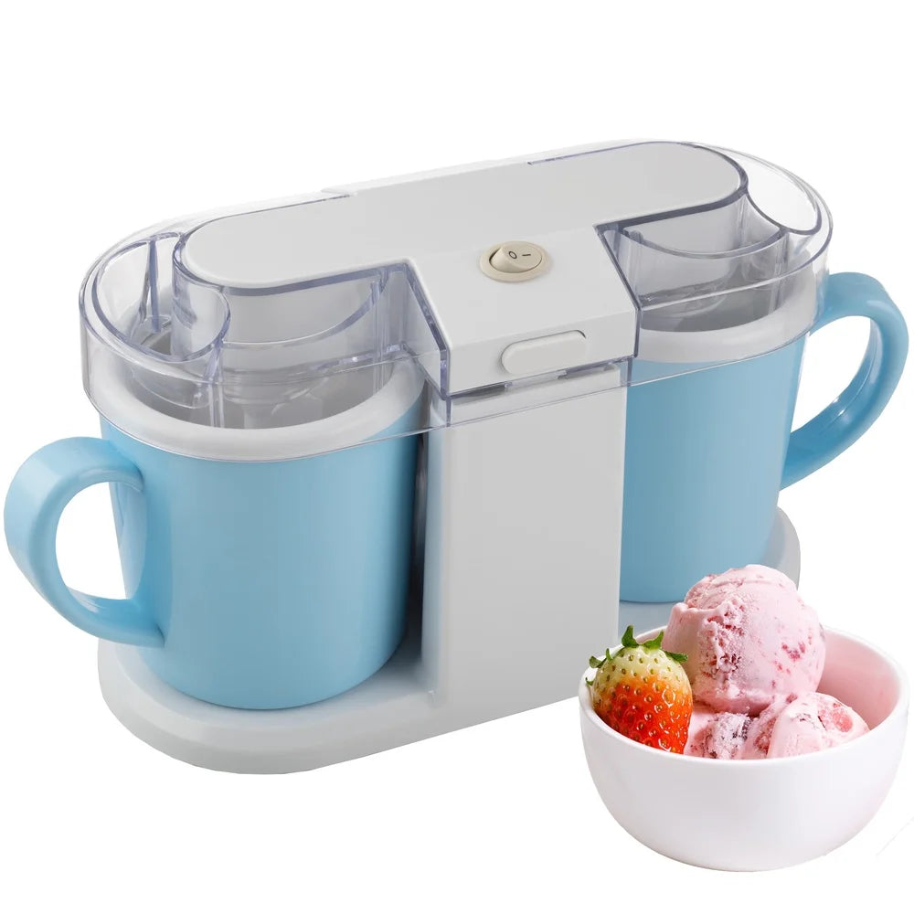 XMSJ Electric Ice Cream Maker Compact Double Bowl Mini