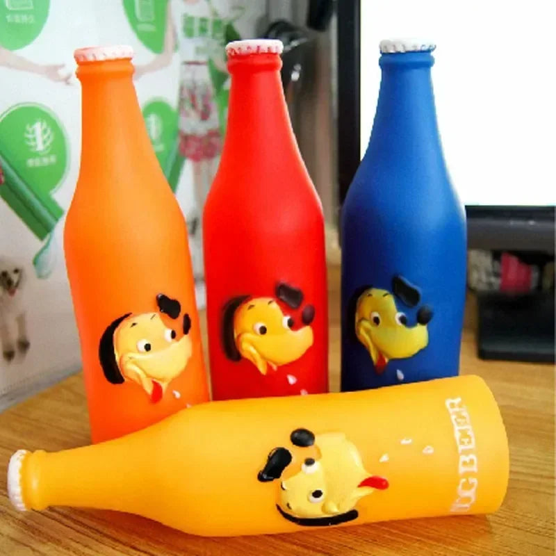 New Dog Toys Silicone Beer Bottle Squeaky Chew Toys for Puppies and Cats