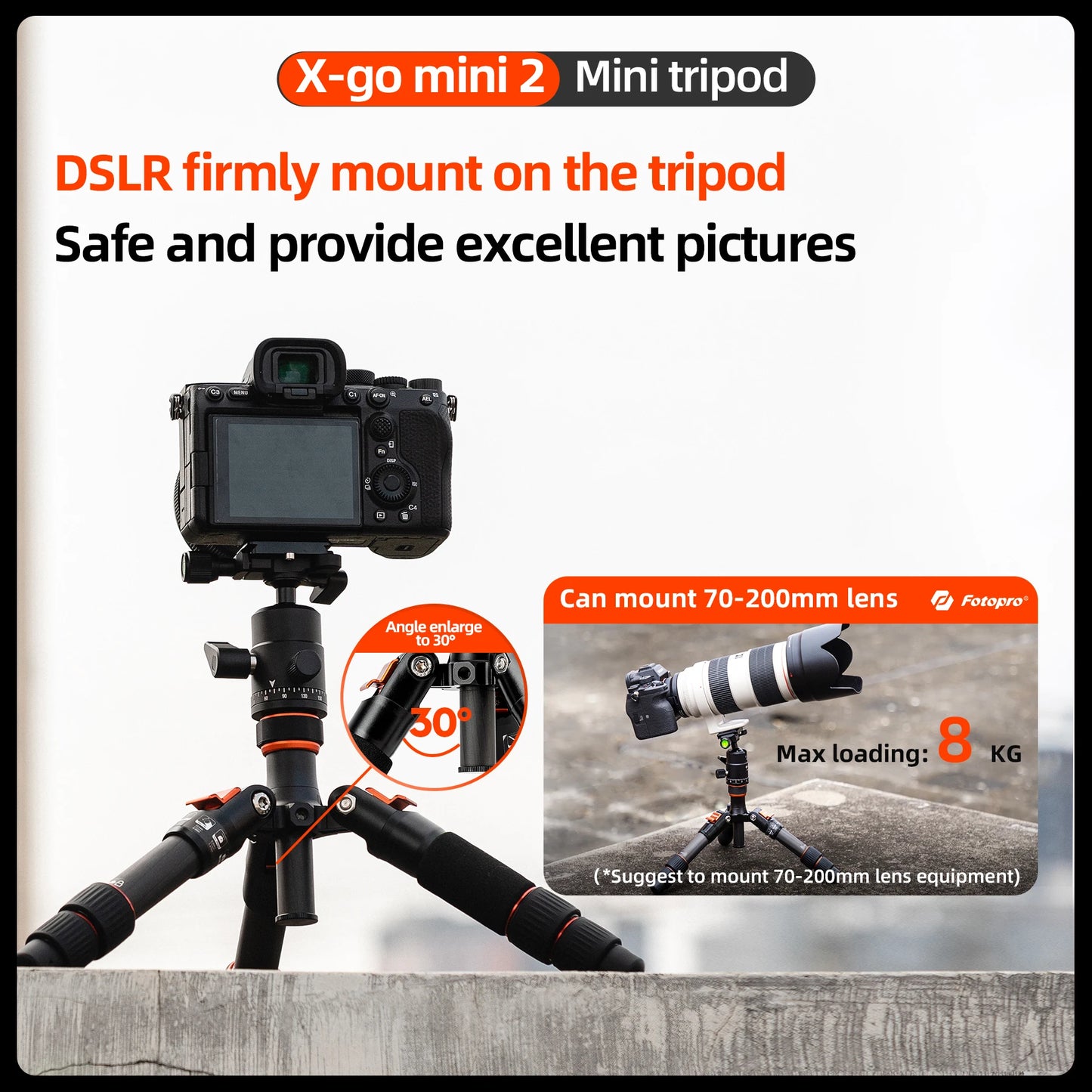 Fotopro Mini Tripod Portable Desktop Carbon Fiber Travel Tripod With Ball Head X-GO MINI 2