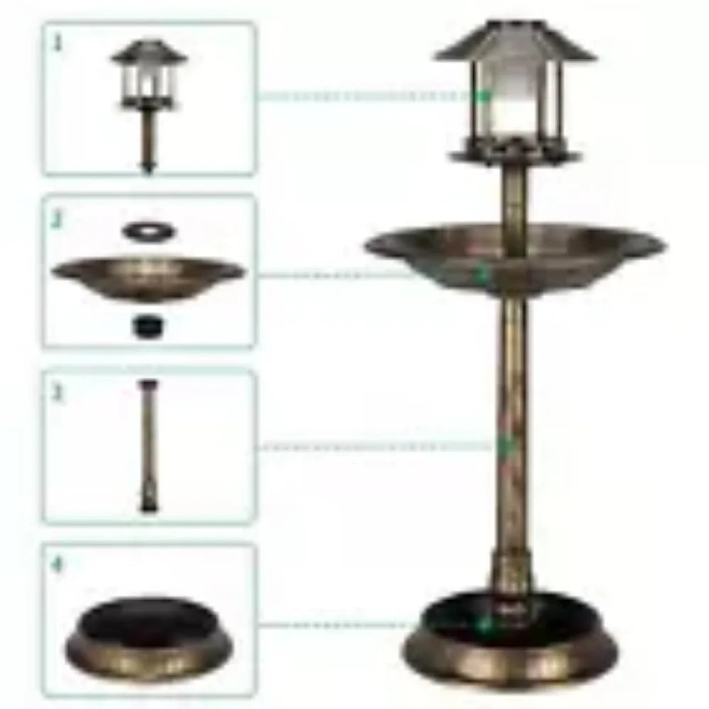 Hign Concerned Plastic Bird Bath With Solar Light Base