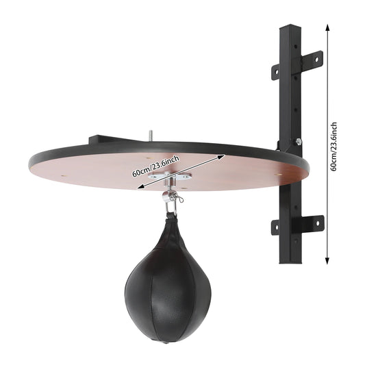 360 Degree Rotatable Speed Bag Platform Kit Heavy Duty Boxing Training Equipment with Punching Ball Black Log Color