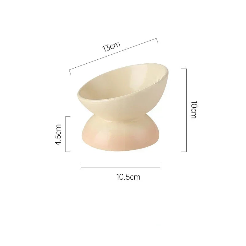 Cat Ceramic Bowl Gradient Pet Food Water Feeder Raised Tilted Design for Small Dogs and Cats