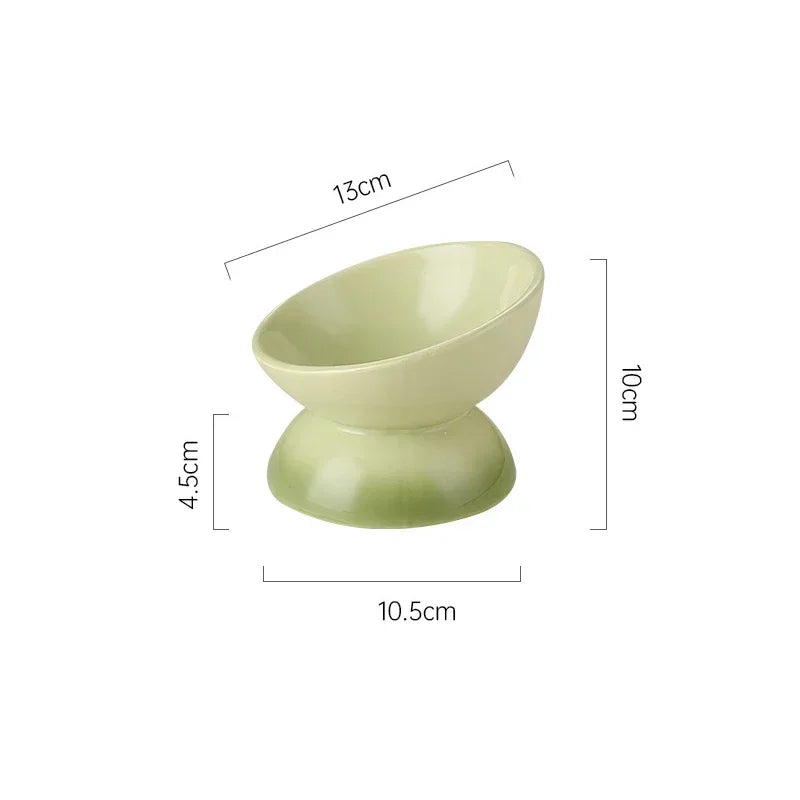 Cat Ceramic Bowl Gradient Pet Food Water Feeder Raised Tilted Design for Small Dogs and Cats