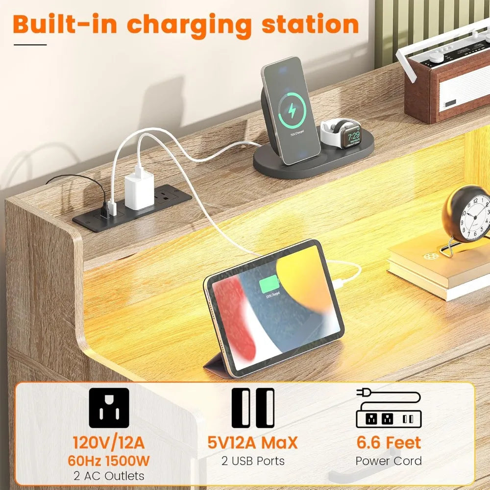 Guangbai 9 Drawer Dresser With Built In Power Outlet