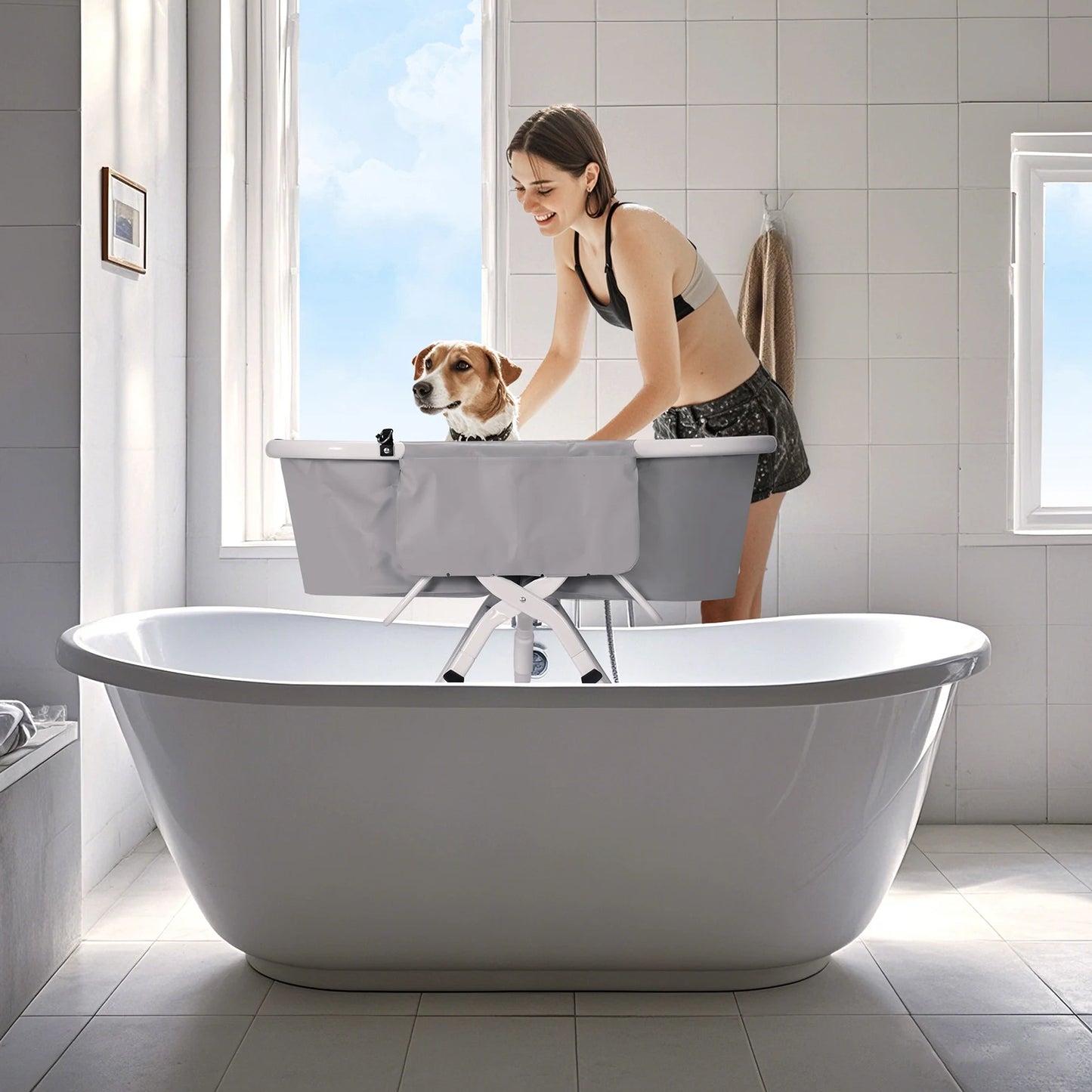 Portable Pet Bathtub Foldable Elevated Small Medium Dog Bath Tubs for Bathing Shower Grooming and Washing Pool for Dogs