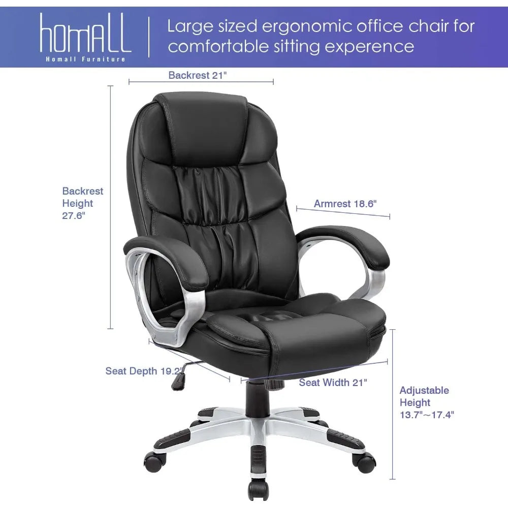 Office Chair High Back Computer Desk Chair PU Leather Adjustable Height Modern Executive Swivel Task Chair