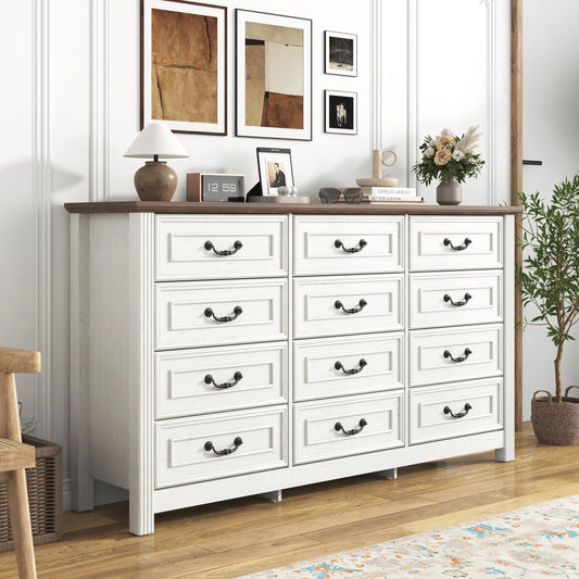 QiaoShiRen Large Dresser With 12 Drawers Bedroom Storage