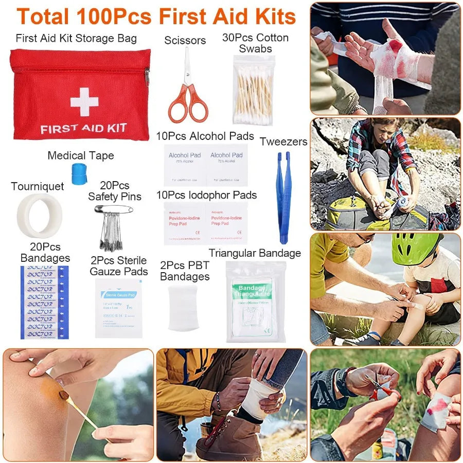 125 Pcs Survival Kits Professional Emergency Survival Gear Tactical First Aid Kit Supplies for Outdoor Adventure Camping Hiking