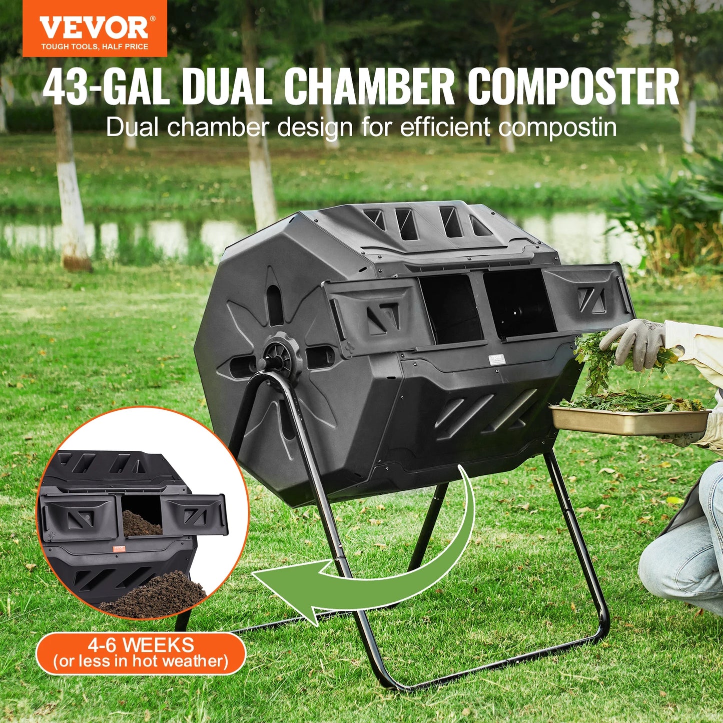 SucceBuy Dual Chamber Tumbling Composter For Garden Use