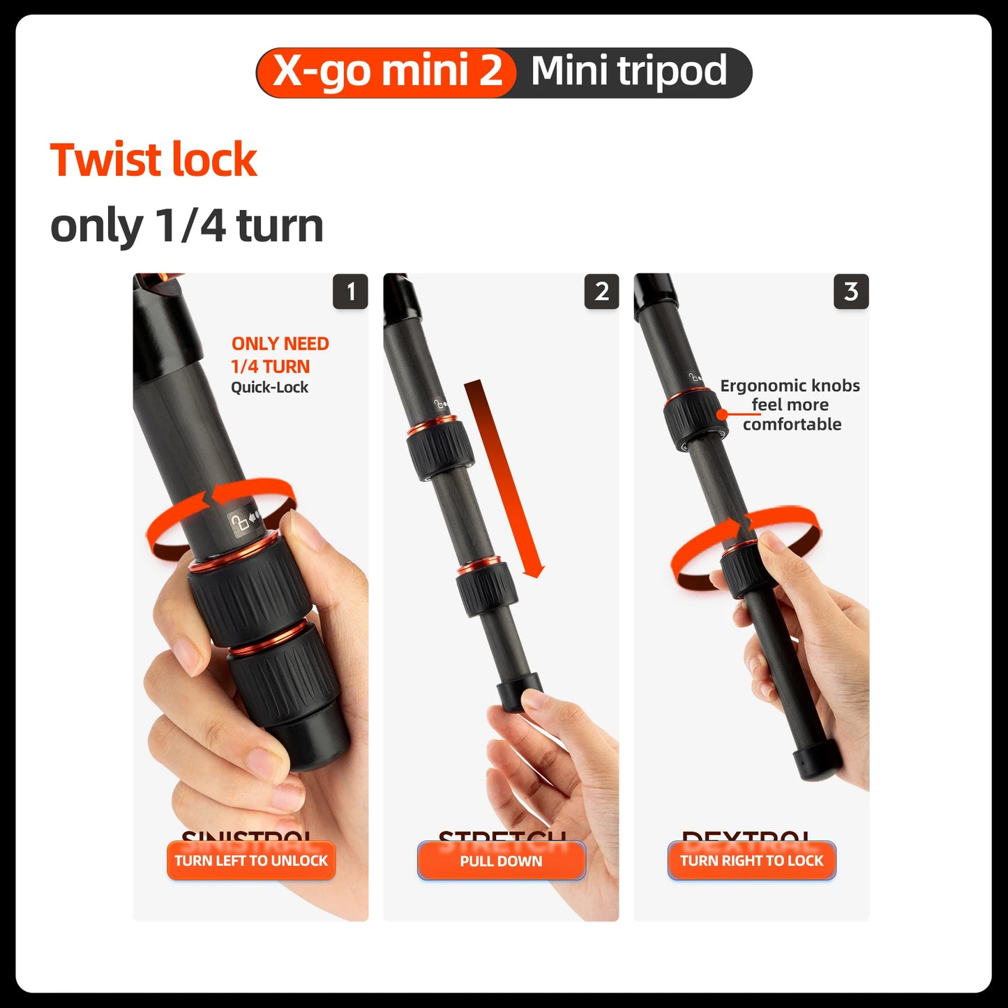 Fotopro Mini Tripod Portable Desktop Carbon Fiber Travel Tripod With Ball Head X-GO MINI 2