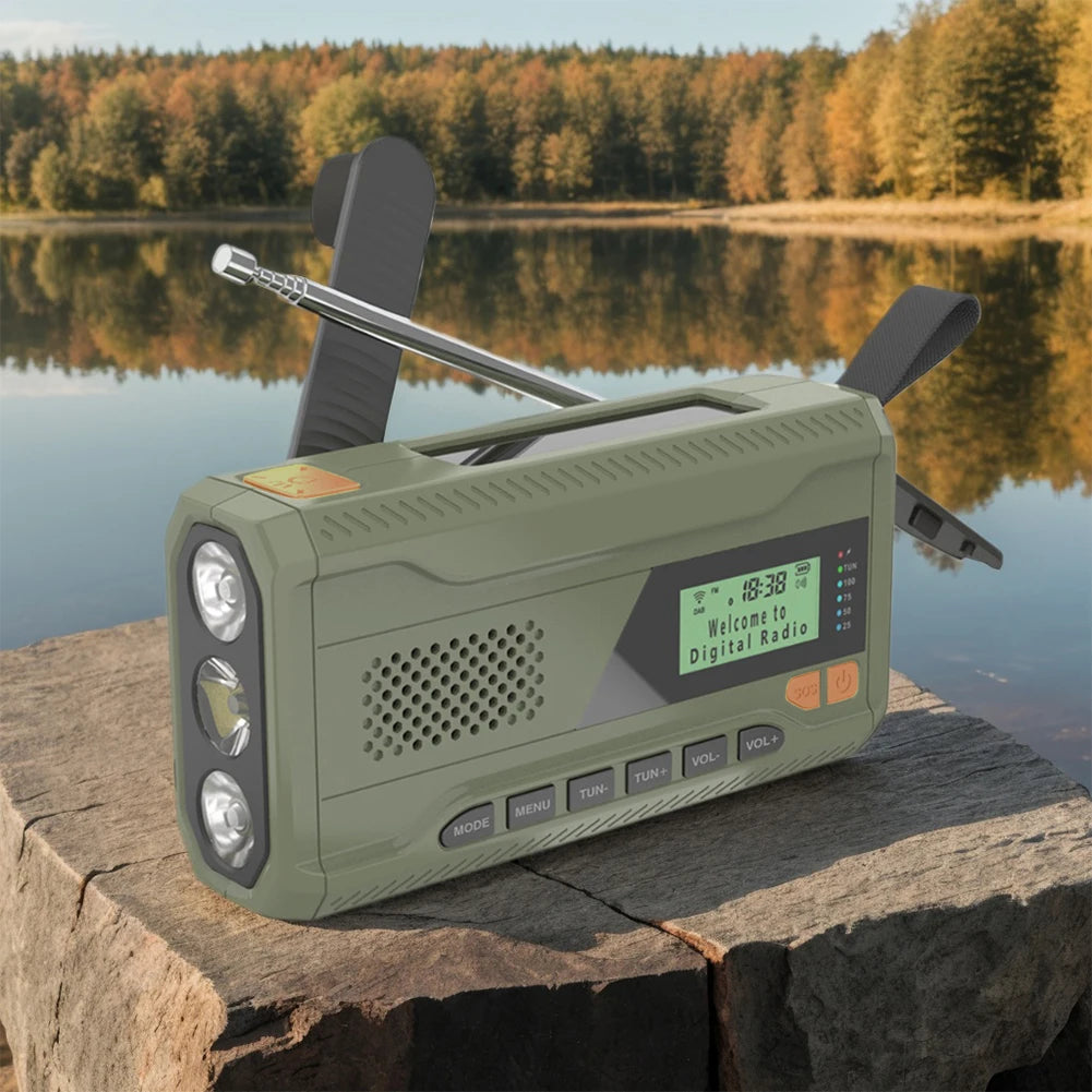 Hand Crank Radio with Flashlight and Bluetooth Speaker Emergency Weather Radio Rechargeable for Camping and Storm Survival
