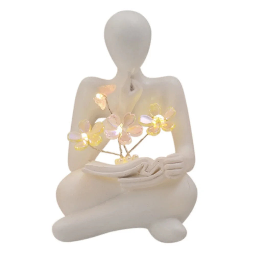 Desktop Thinker Sculpture Ornament Abstract Figure Statue Tulip Book Lamp Home Living Room Decoration Resin Crafts Birthday Gift