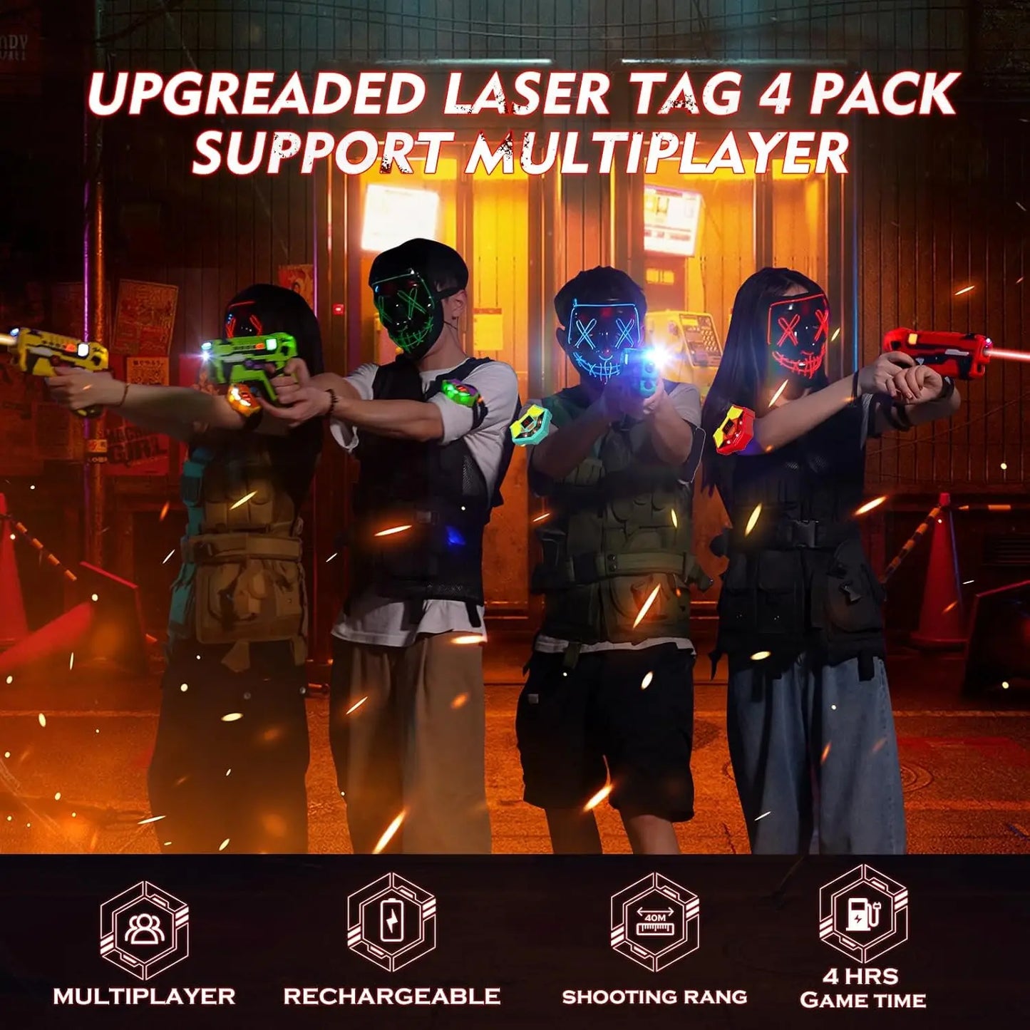 Vatos Laser Tag Battle Game Gun Set Electric Infrared Toy Guns for Kids Indoor Outdoor Fun