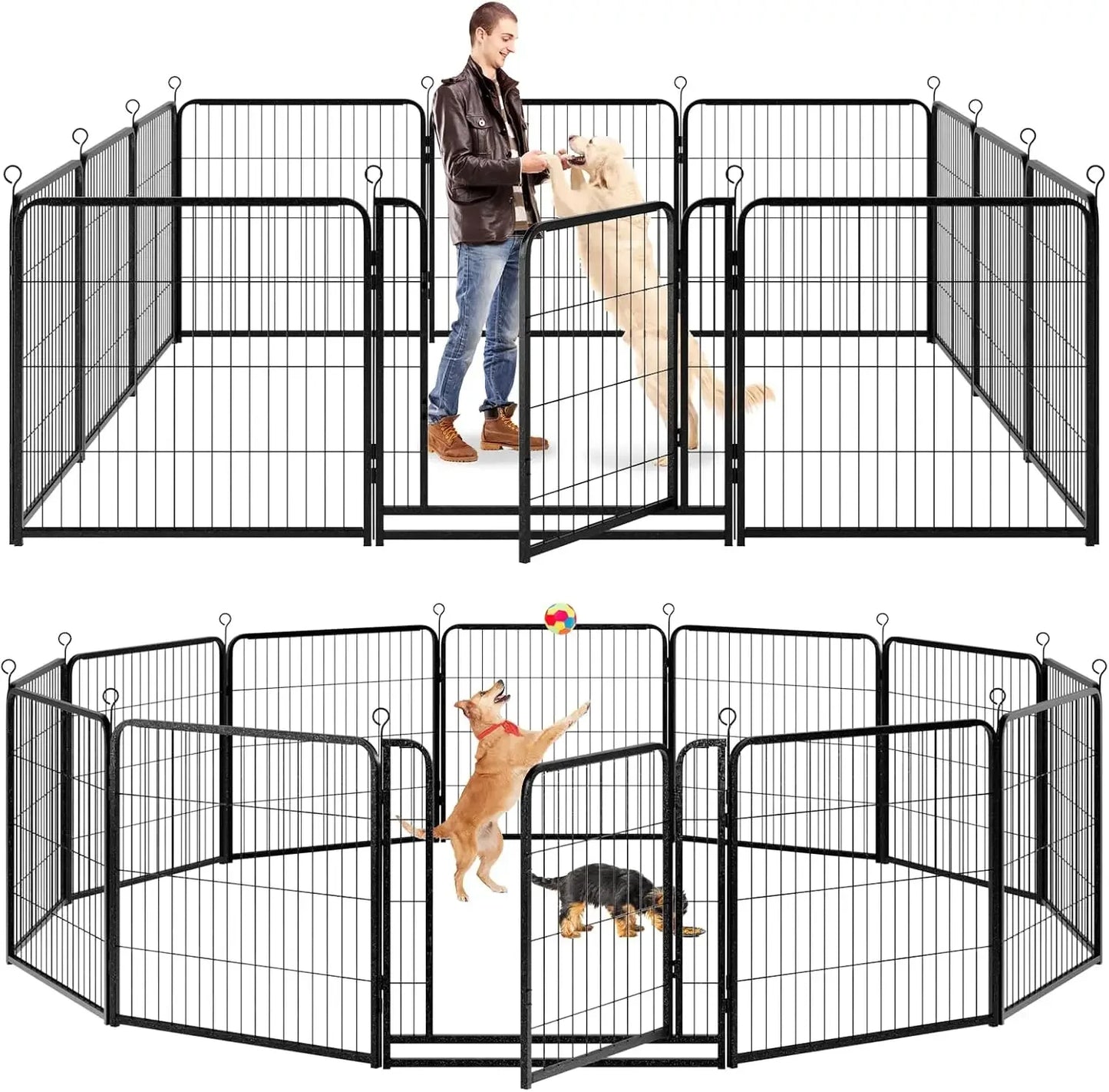 Dog Playpen Outdoor Extra Wide 40 Inch High Rust Resistant Portable RV Campground with Gates 84 Feet 561 Square Feet