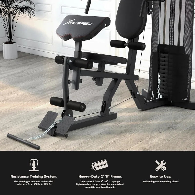 All In One Weight Machine for Home Gym Multifunction Workout Station Equipment with 150LBS Weights Stack