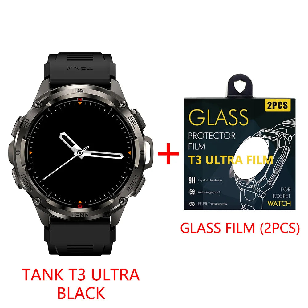 Original KOSPET TANK T3 Ultra Smart Watch for Men and Women GPS Fitness Tracker with AMOLED Display and Bluetooth Connectivity