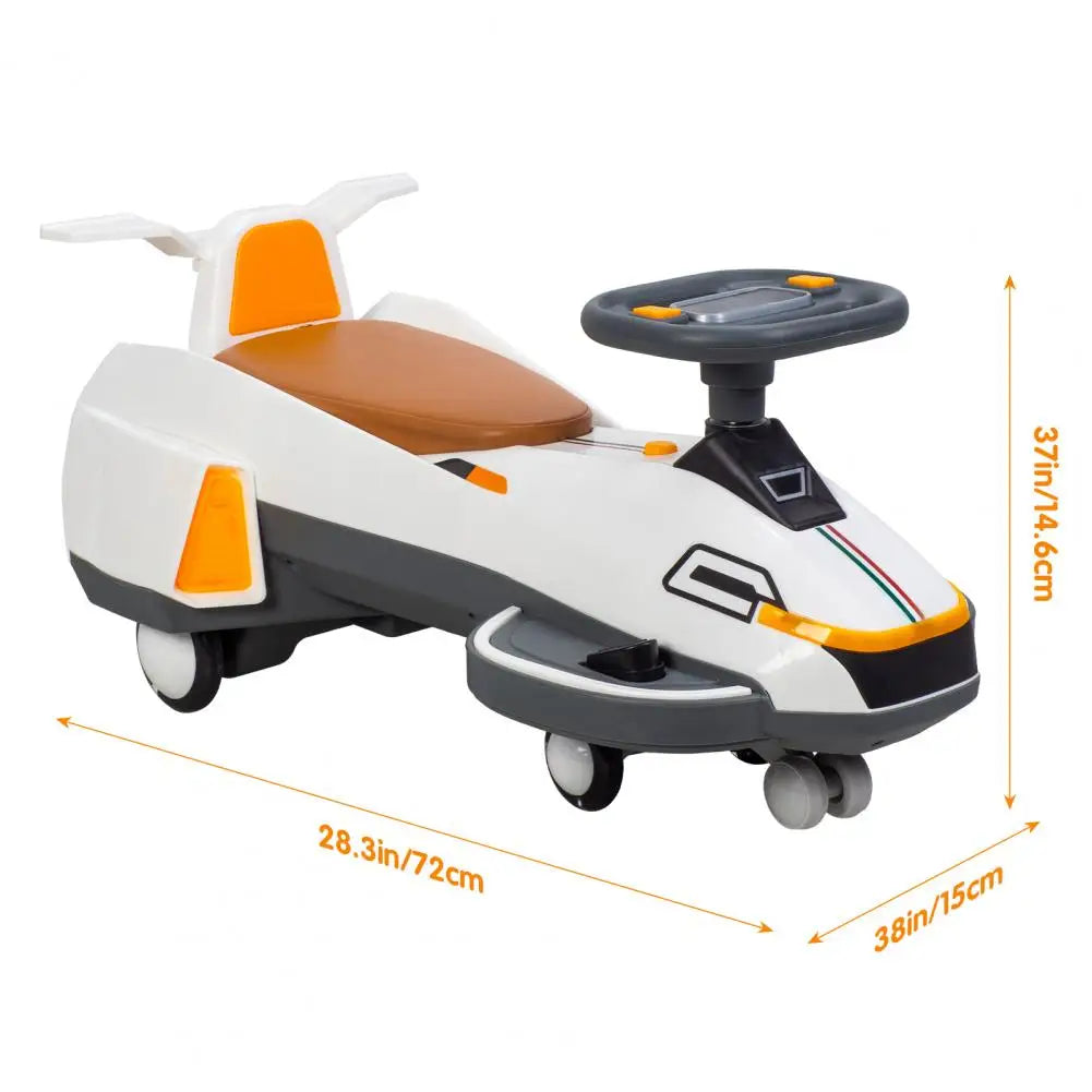 Electric Twist Car with Light Music and Helmet 2 in 1 Swing Car with Simulated Engine Function for Kids Aged 1 to 6 Years