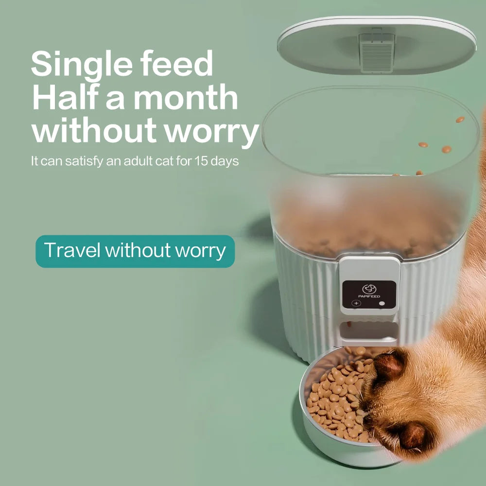 PAPIFEED Smart Automatic Pet Feeder with WiFi Remote for Cats and Dogs LCD Display Food Dispenser